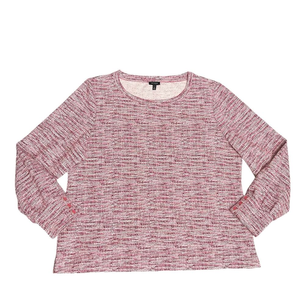 Talbots Marled Red Textured Knit Long Sleeve Top Size XL